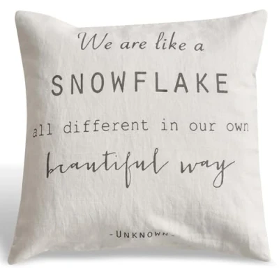 Abbildung von Loberon Kissenhülle Quote, Print mit winterlichem Zitat, verdecktem Reißverschluss, Kissenbezug, Wohn Accessoire, Wohntextilien, Leinen, weiß