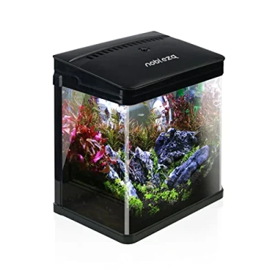 Abbildung von Nobleza Nano Fischtank Aquarium mit LED Leuchten &amp; Filtersystem, tropischeAquarien, 7 Liter, Schwarz