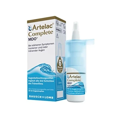 Abbildung von Artelac Complete MDO Augentropfen: Augentropfenlösung mit einem dreifachen Wirkprinzip (Lipiden, Hyaluronsäure &amp; Carbomer) bei trockenen Augen, praktische Pumpflasche, 1x 10 ml
