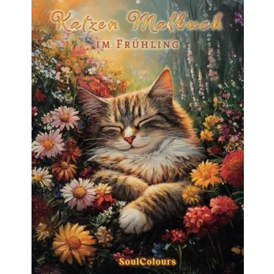 Abbildung von Katzen Malbuch im Frühling: 50 Motive zum Ausmalen für Katzenliebhaber