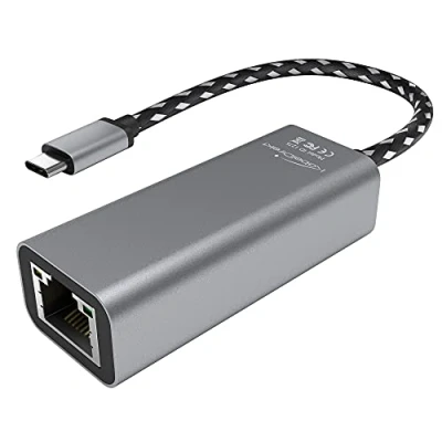 Abbildung von KabelDirekt USB C Ethernet Adapter mit bruchfestem Vollmetall Gehäuse (USB Stecker auf RJ45 LAN Buchse, stabiles Netzwerk/Internet für Notebook/Macbook/Tablet 1 Gigabit/s, 10 cm Kabel)