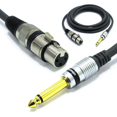 Abbildung von VITALCO XLR Buchse auf 6,3mm Mono Klinke Kabel 3m Mikrofonkabel 3 Polig 6.3 TS Klinkenstecker Adapter