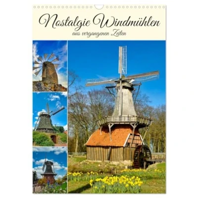Abbildung von Nostalgie Windmühlen (Wandkalender 2025 DIN A3 hoch), CALVENDO Monatskalender