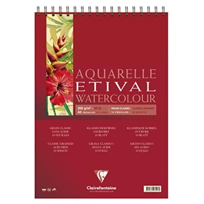 Abbildung von Clairefontaine 96382C Aquarellblock Etival (matt, 200g, für alle Nasstechniken geeignet, 4 seitig verleimt, 10 Blatt, 42 x 59,4 cm, ideal Anfänger, säurefrei) weiß