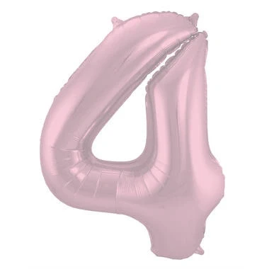 Abbildung von Folienballon Zahl 4 Matt Pastellrosa 86cm