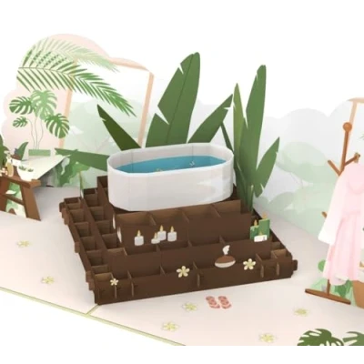 Abbildung von MOKIO® Pop Up Karte Wellness Spa 3D Grußkarte zum Geburtstag, als Gutschein für Wellness, Massage, Sauna, Therme, Beauty oder Kosmetik