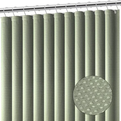 Abbildung von Clara Clark Salbeigrün Duschvorhang wasserdichte Duschvorhänge für Badezimmer, Waffelduschvorhang, Stoff, aus 180 x cm (71 71 Zoll),