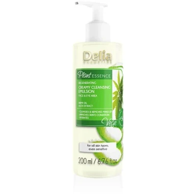 Abbildung von Delia Cosmetics Plant Essence Cleansing Emulsion für Gesicht und Augen MakeupEntfernung &amp; Reinigung Natürliche alle Hauttypen Reinigt erfrischt beruhigt regeneriert, Creamy, 200 ml