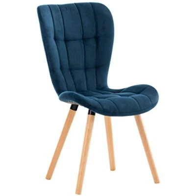 Abbildung von CLP Esszimmerstuhl Elda Samt I Lehnstuhl Mit Robustem Holzgestell Polsterstuhl Stilvollen Ziernähten, Farbe:blau