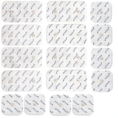 Abbildung von axion 16 Set TENS &amp; EMS Elektroden 10x5 5x5 cm kompatibel Mit Compex Muskelstimulationsgeräten Pads zur Muskelstimulation 3,75 mm Snap Druckknopf Zertifiziertes Medizinprodukt