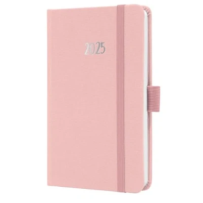 Abbildung von SIGEL J5404 Wochenkalender Jolie 2025, ca. A6, rosa, Hardcover mit Textileinband, Gummiband, Stiftschlaufe, Einstecktasche, 174 Seiten, vegan, aus nachhaltigem Papier, Terminplaner