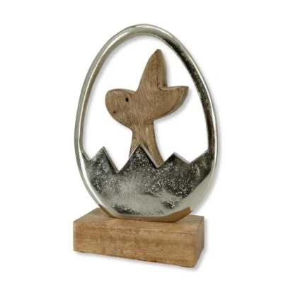 Abbildung von Holz und Metall Osterdeko Osterhase im Ei 13 x 19cm Ostereier Oster Deko Tisch Dekoration