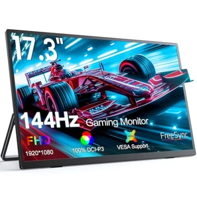 Abbildung von UPERFECT Portable Monitor 17.3 Zoll 144Hz, Tragbarer Mobile Display mit 1920 * 1080 Full HD IPS Bildschirm HDMI 2 USB C für PC Handy Laptop Switch Xbo Vesa kompatibel