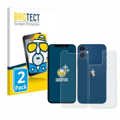Abbildung von BROTECT Entspiegelungs Schutzfolie für Apple iPhone 12/12 Pro (Vorder + Rückseite) (2 Stück) Matte Displayschutz Folie, Anti Fingerprint