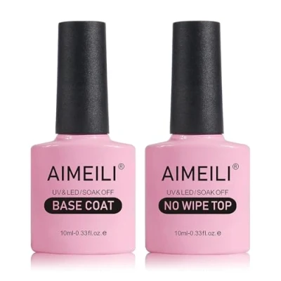Abbildung von AIMEILI Base Coat Top UV LED Gel Nagellack Gellack Unterlack &amp; Überlack Set Nägel Maniküre Kit 2x10ml