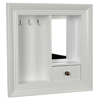 Abbildung von HAB &amp; GUT JB004 Wandkonsole mit Spiegel und Schublade für Schmuck in weiß 40x40, Utensilo Schmuckbox