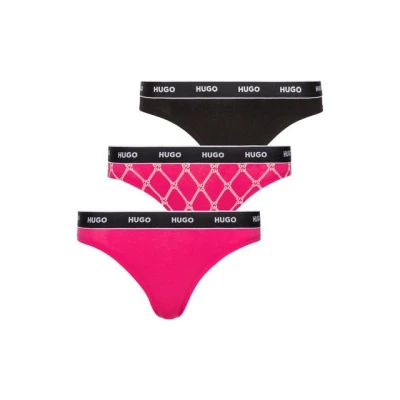 Abbildung von HUGO Thong Design 3 PACK String, Damen, Größe: Small, Pink/black