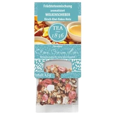 Abbildung von teemando® Früchteteemischung Wolkenschieber Kirsch Kiwi Kokos Note aromatisiert 24 Langbeutel à 4,5g