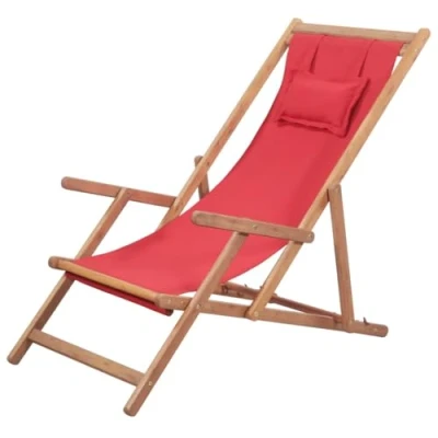 Abbildung von vidaXL Holz Liegestuhl Rot Sonnenliege Strandliege Gartenliege Liege Garten