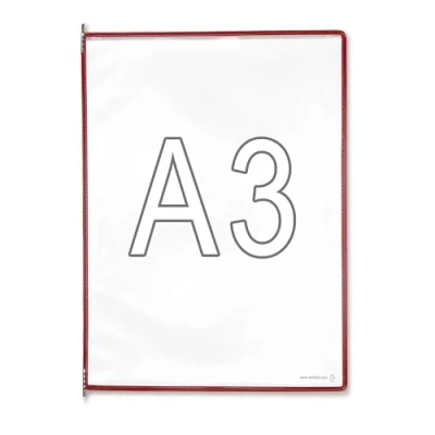 Abbildung von 10 x Tarifold Sichttafel A3 rot Stück mit 5 Aufsteckreitern 50mm