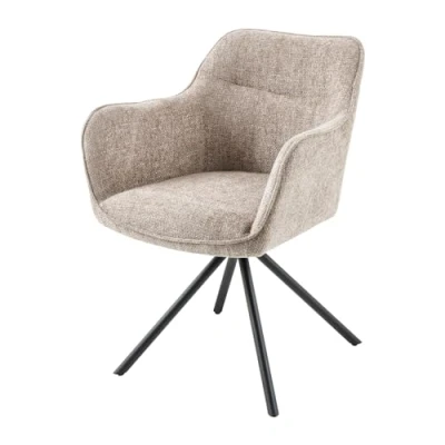 Abbildung von riess ambiente Polsterstuhl VERONA champagner beige / schwarz (Einzelartikel, 1 St), Esszimmer · Stoff Metall mit Armlehne 180 drehbar Design