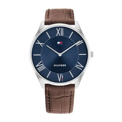 Abbildung von Tommy Hilfiger Dress Uhr, Herren, Größe: One Size, Silber blau braun