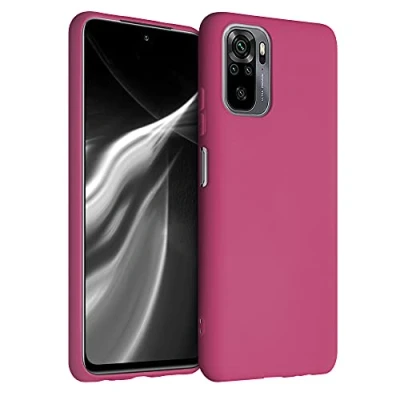 Abbildung von kwmobile Hülle kompatibel mit Xiaomi Redmi Note 10 / 10S weiches TPU Silikon Case Cover geeignet für kabelloses Laden Granatapfelrot