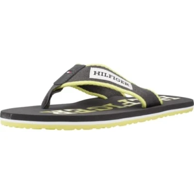 Abbildung von Tommy Hilfiger Herren Flip Flops Patch Beach Sandal Zehentrenner, Grau (Dark Ash), 40