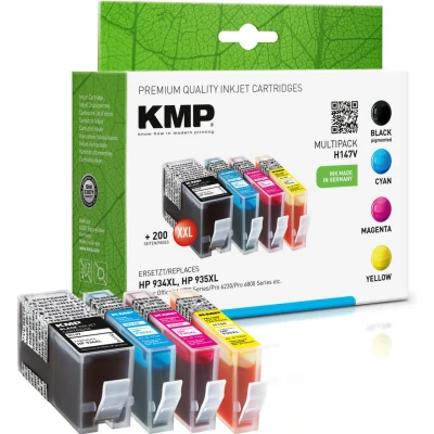 Abbildung von KMP Druckerpatronen H147V schwarz, cyan, magenta, gelb kompatibel zu HP 934XL/935XL (X4E14AE), 4er Set