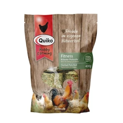 Abbildung von Quiko Hobby Farming Fitness Kräuter Pickrolle 400g Hühner Beschäftigung Bunte mit einem Mix aus schmackhaften Kräutern und Leckereien Fördert das natürliche Pickverhalten Ihrer