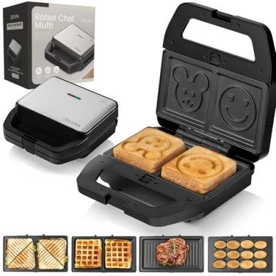 Abbildung von Zeegma 4 in 1 Sandwichmaker ROTEE CHEF MULTI, 800 W, Multifunktionalität/5 austauschbare Platten/800W