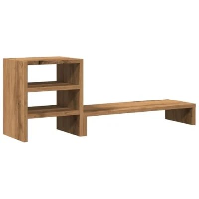 Abbildung von vidaXL Monitorständer, Schreibtischaufsatz mit Schreibtisch Organizer, Unterbau Bildschirm Laptop Ständer, Tisch Erhöhung für PC Monitor Drucker, Artisan Eiche Holzwerkstoff
