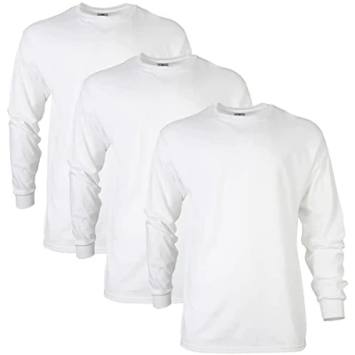 Abbildung von Gildan Unisex Langärmliges T shirt aus Ultra baumwolle, Stil G2400 Shirt, Weiß (3er pack), XL