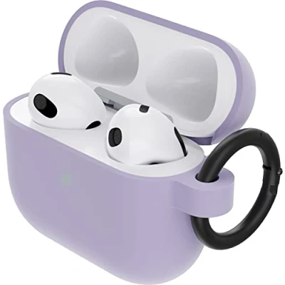 Abbildung von OtterBox Soft Touch Kopfhörer Hülle für AirPods 3. Gen 2021, stoßfeste, sturzsichere, ultraflache, kratz und abriebfeste Schutzhülle Apple AirPods, inklusive Karabiner, Lila