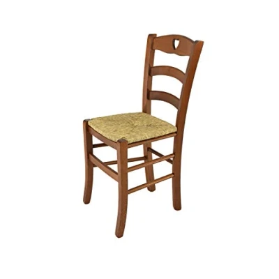 Abbildung von t m c s Tommychairs Stuhl Cuore für Küche und Esszimmer, Robuste Struktur aus lackiertem Buchenholz im Farbton Helles Nussbraun lackiert Sitzfläche Stroh