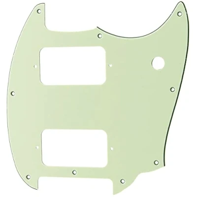 Abbildung von Musiclily Pro 9 Löcher Round Corner HH Pickguard 2 Humbuckers Schlagbrett für Squier Bullet Series Mustang E Gitarre, 3 lagig Mint Green