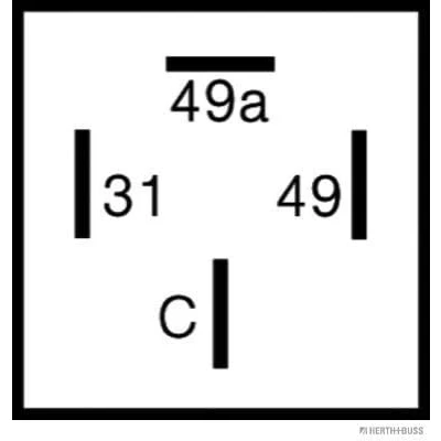 Abbildung von HERTH+BUSS ELPARTS 75605078 Blinkerrelais mit Haltelasche MERCEDES BENZ: T1 Kastenwagen, MB 100 Bus, Pritsche/Fahrgestell, PORSCHE: 911 Coupe
