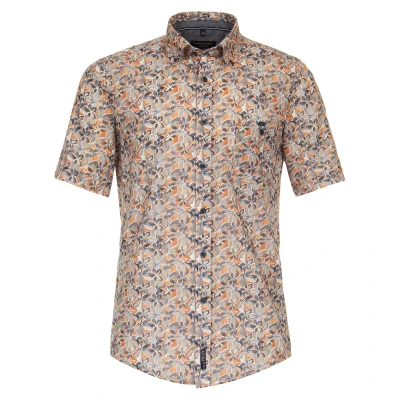 Abbildung von Casamoda Kurzarm Print Casual FIT Hemd, Herren, Größe: Medium, Orange
