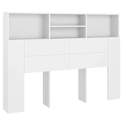 Abbildung von vidaXL Bett Kopfteil mit Ablagen Regal Wand Bücherregal Betthaupt Bettkopfteil Schlafzimmer Weiß 140x19x103,5cm