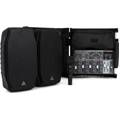 Abbildung von Behringer EUROPORT PPA200 Ultrakompakter 200 Watt 5 Kanal Aktivmixer mit drahtloser Mikrofonoption, Klark Teknik Multi FX Prozessor und FBQ Feedback Erkennung