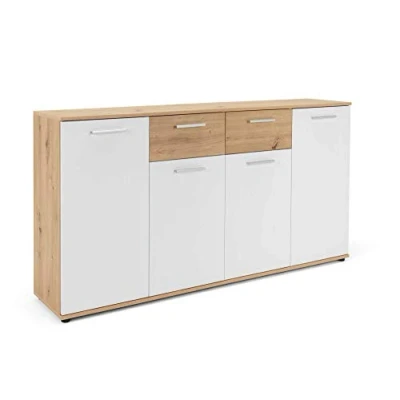 Abbildung von Avanti TRENDSTORE Jack Sideboard/Kommode in Eiche Artisan/Weiß mit Türen und Schubladen. Verfügbar verschiedenen Maßen. (BHT: 160x85x35 cm)
