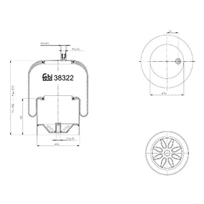 Abbildung von FEBI BILSTEIN 38322 Federbalg, Luftfederung MERCEDES BENZ: ACTROS MP2 / MP3