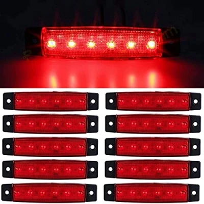 Abbildung von GSRECY 10 Stück 3,8&quot; 6 Led Side Marker Trailer Lights Für LKW, EMARK CE Diy Licht, Rear Light, Truck Cab Lights, RV Light (24V, rot)