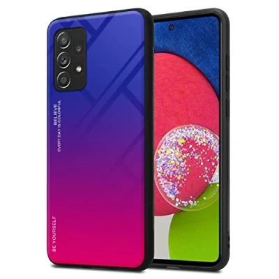 Abbildung von Cadorabo Hülle kompatibel mit Samsung Galaxy A52 (4G / 5G) A52s Schutzhülle TPU Silikon Case Glas Slim Kratzfest Weiche Gummi Rundumschutz für in Schwarz