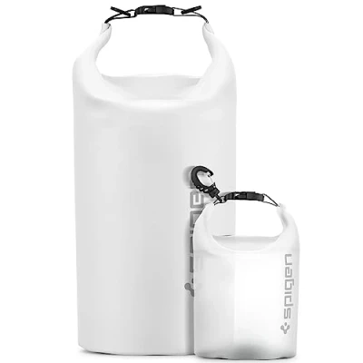 Abbildung von Spigen AquaShield WaterProof Dry Bag 20L + 2L A630, Snow White, Backpacking, Beach activity, Camping, Canoeing, Kayaking, Water sport Universal, Thermoplastic polyurethane (TPU), Click buckle, IPX6