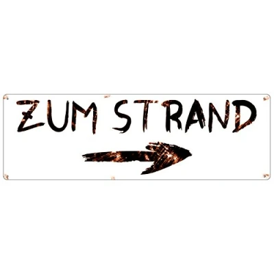 Abbildung von Interluxe METALLSCHILD Shabby Blechschild ZUM Strand Pfeil RECHTS Meer See wetterfest