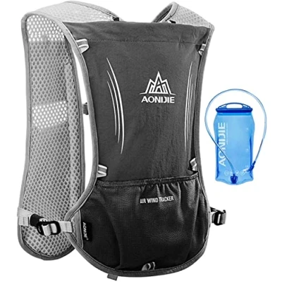 Abbildung von Win.Deeper 5L Ultraleicht Trinkrucksack Trail Rucksack Trinkweste, Hydration Pack Fahrradrucksack für Laufen, Camping, Wandern, Marathoner (Schwarz mit 1.5L Waterblase)