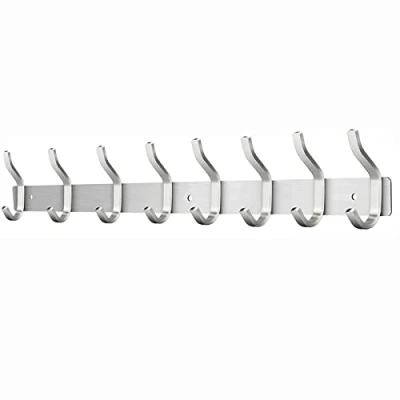 Abbildung von MEIJO Garderobenhaken Edelstahl, Hakenleiste Kleiderhaken Wand mit 8 Haken, Garderobe Garderobenleiste Wandgarderobe für Schlafzimmer Bad Küche (Silber, Haken)