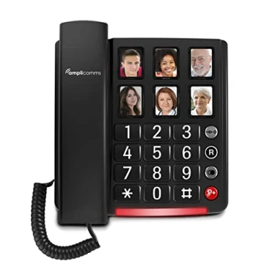 Abbildung von Amplicomms Plus Seniorentelefon (Foto Tasten, für Hörgeräte kompatibel, Wahlwiederholung)