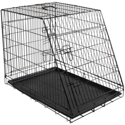 Abbildung von Kerbl Gittertransportbox klappbar Schwarz 76x54x64cm 2 Türen
